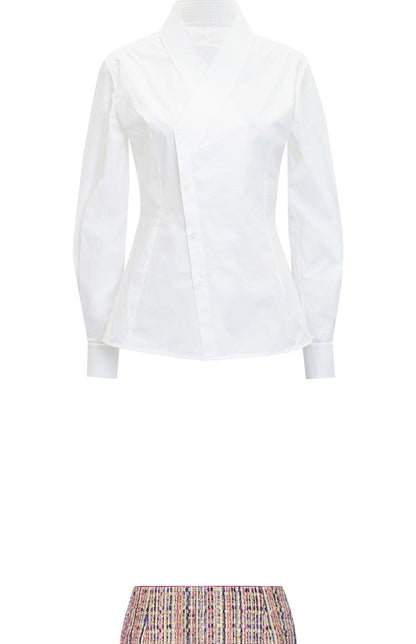 M essential Ma Kai designer kneaded gold coarse spinning iris stacked embroidery slim top - LIVING.