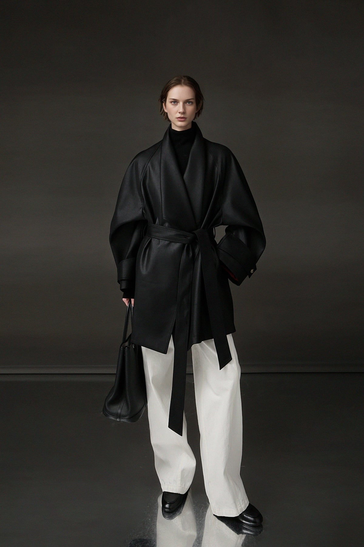 PIAOIN Silhouette design short windbreaker women's luxury jacket commuter-JEAN