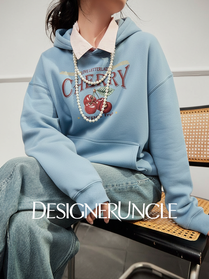 DGU×LAB "Skyland" blue new hooded loose lazy style printed sweatshirt - FATHER