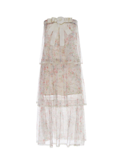 Wardrobes by Chen Luxury Floral Tube bow Maxi Summer Dress-Marilyn