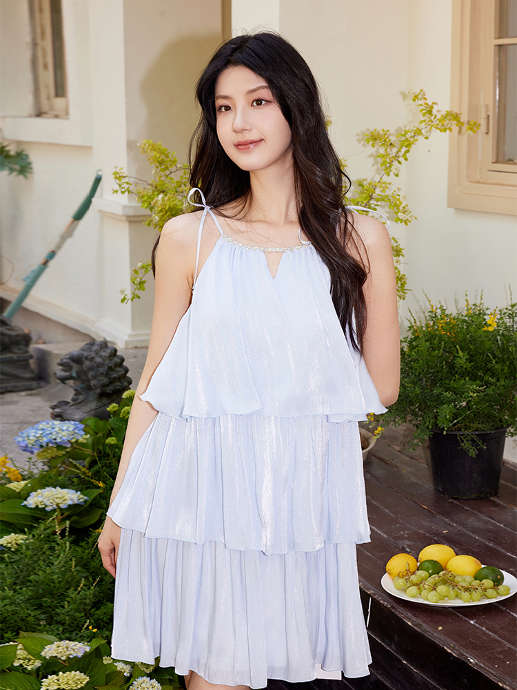 YES BY YESIR | Ye Qians Layered Whisper Mille-Feuille Streamer Gauze Dress -LORELLA.