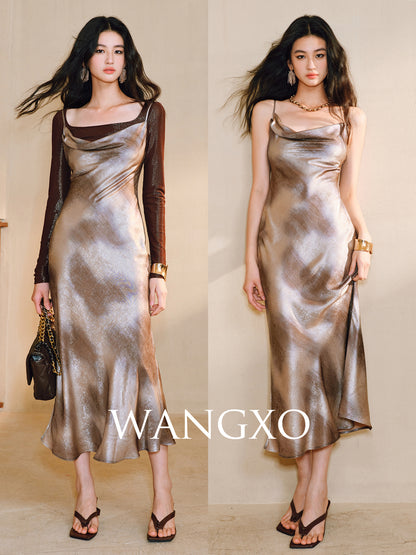 WANGXO Satin Reverie U-Neck Top & Slip Sundress Set - LUMEN.