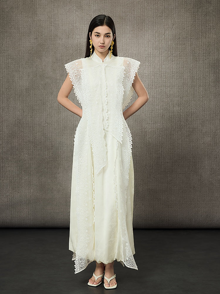 HECO Midi Stand Collar Ruffle Dress - FAIL.