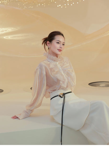 ATELIER MISS LU Court Wind Pleated Design Shirt Top - AUDIT