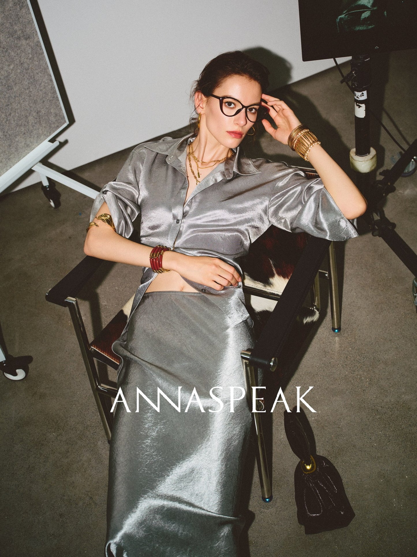 ANNASPEAK cut slightly wrinkled NAIA acetic acid slimming top mermaid skirt-NANA.