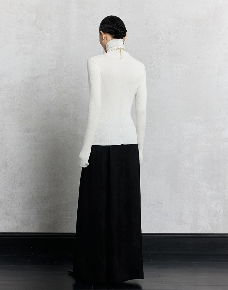 HECO Plain Base Layer Top High Neck black white red apricot Long Sleeve Knit Sweater - nice.