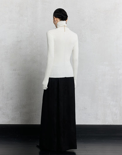 HECO Plain Base Layer Top High Neck black white red apricot Long Sleeve Knit Sweater - nice.