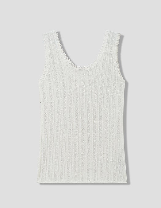 COMME MOI Women's White Cutout Raw Edge Knitted Vest - STELLA.