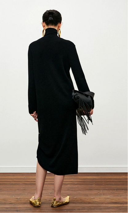 ZHUCHONGYUN black high-neck slim wool knit--AIZAKA.