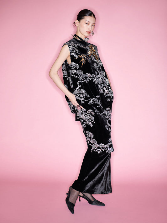 M ESSENTIAL Mackay designer brand embroidery bamboo vest long skirt - CLASS