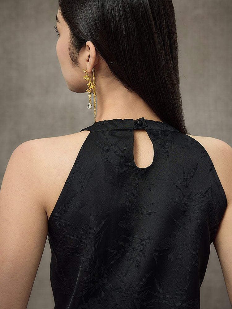 HECO Sleeveless Halterneck Handmade Rose Tassel Vest - BACK.