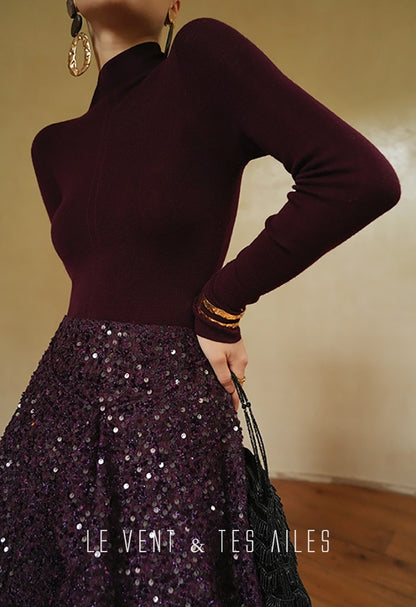 LE VENT&TES AILES Galaxy Luxury Weaving Feminine Sequin Tweed Skirt-ZOYA
