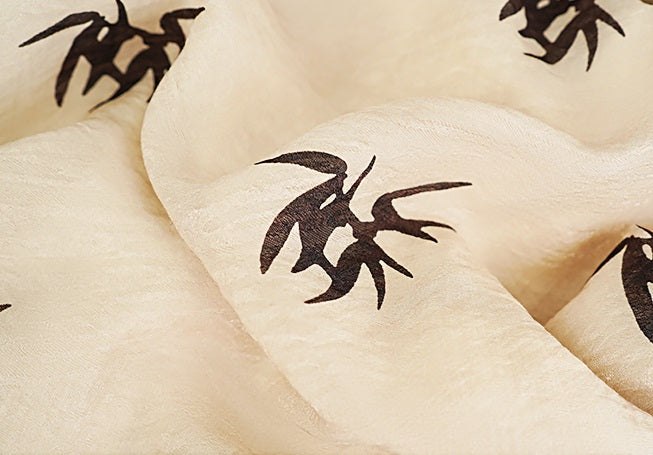 HECO Chinese irregular pleated camisole bamboo leaf print long dress- ROCK .