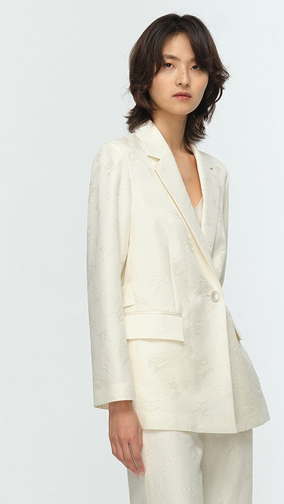 COMME MOI Lu Yan Designer's new women's high-speed commuter silk wool jacquard lapel suit - GRACIOUS.