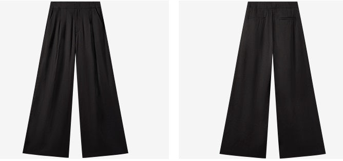 COMME MOI  Summer Waist Pressed Pleated Wide-leg Black Pants - SINS.