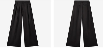 COMME MOI  Summer Waist Pressed Pleated Wide-leg Black Pants - SINS.
