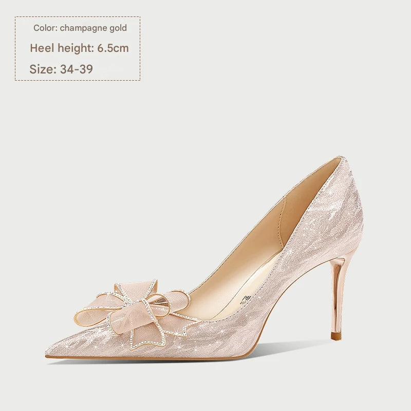 PJJUU Hexiu champagne color high heel shoes - HEAP.
