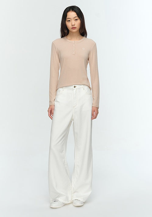 COMME MOI Lu Yan designer new women's Henry collar base shirt slim T-shirt - BLESSED.