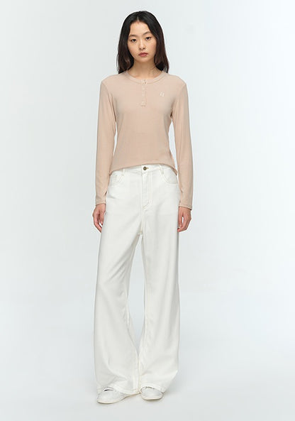 COMME MOI Lu Yan designer new women's Henry collar base shirt slim T-shirt - BLESSED.