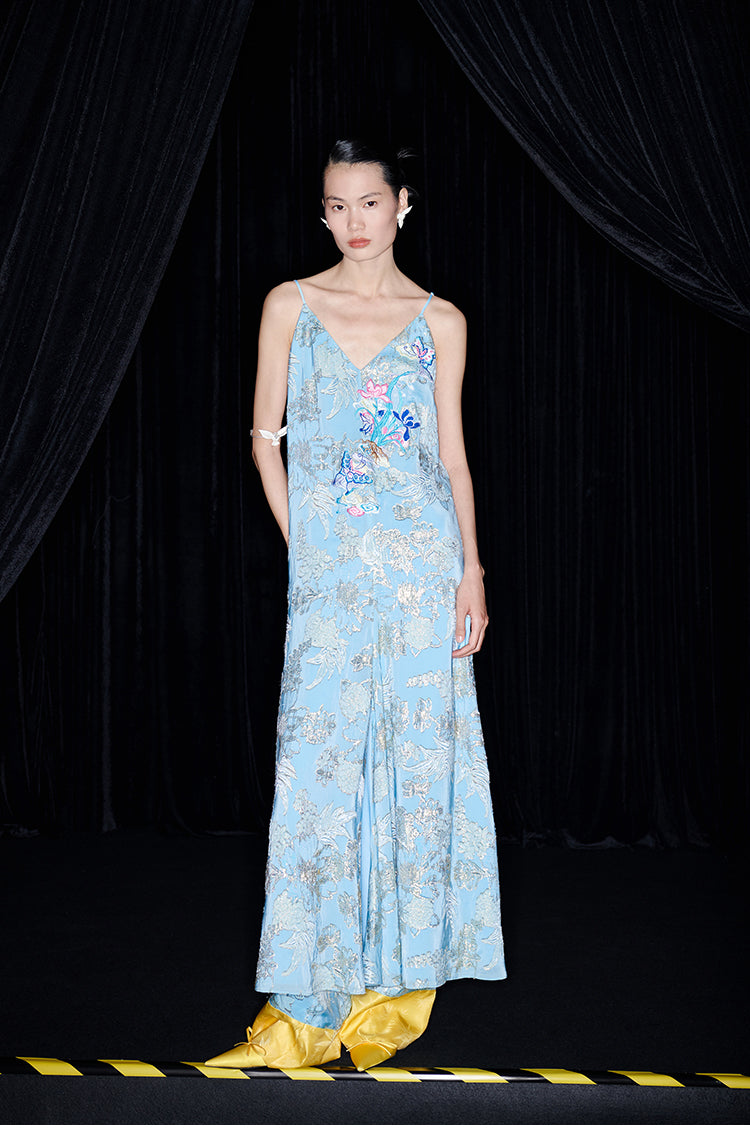 M essential Mackay designer butterfly embroidery bias slip dress pants - vuia wake.