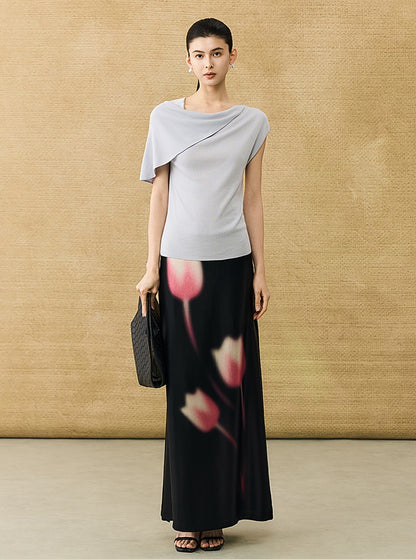 HECO Chinese temperament asymmetrical floating collar sleeveless base knit sweater - QUER.