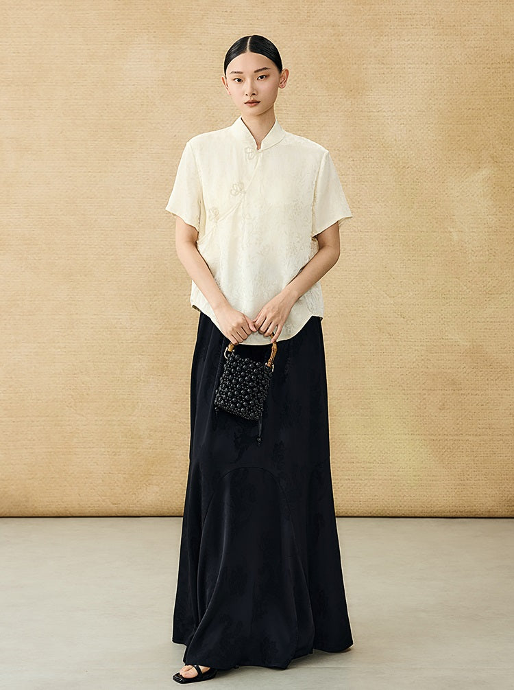 HECO Chinese Handmade Beaded Embroidery Buckle T-Shirt  - MATES .