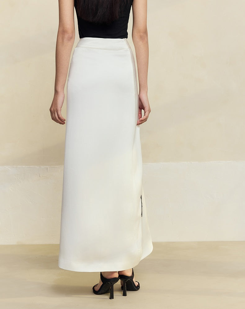 HECO Anti-Wrinkle Acetate black white maxi Skirt Women - where.