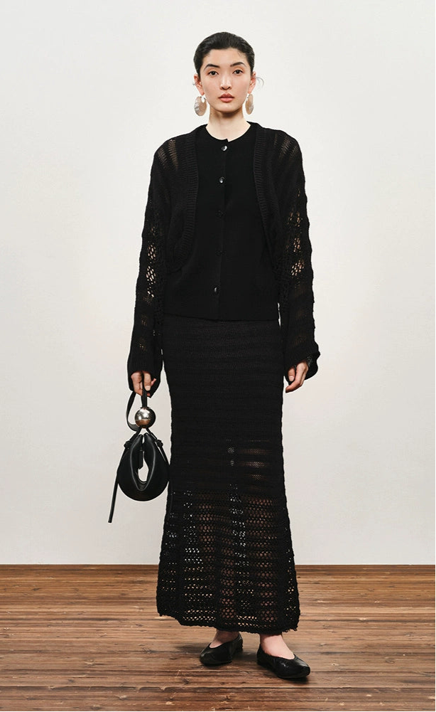 ZHUCHONGYUN Elegant knitted matching skirt and top outfit set-KLINS.