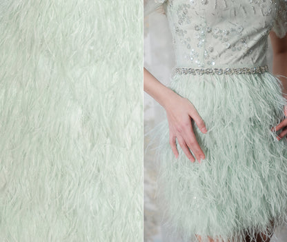 Wardrobes by Chen Luxury Mint Square Neck Lace Short Sleeve Cocktail Dress-Saint