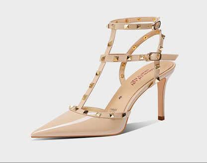 Pjjuu Nude Studded Heels Stiletto Singles - DONT