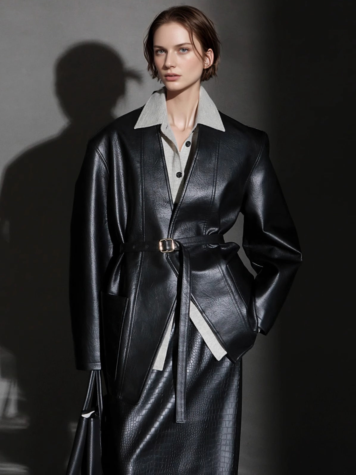 PIAOIN Luxury Old Money Style Wool Shirt Women's Single Breasted Shirt-FERA