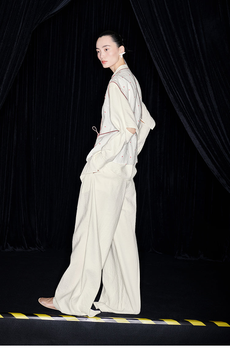 M essential Mackay's stone-embellished mosaic embroidered gilet vest blazer pant set - feb.