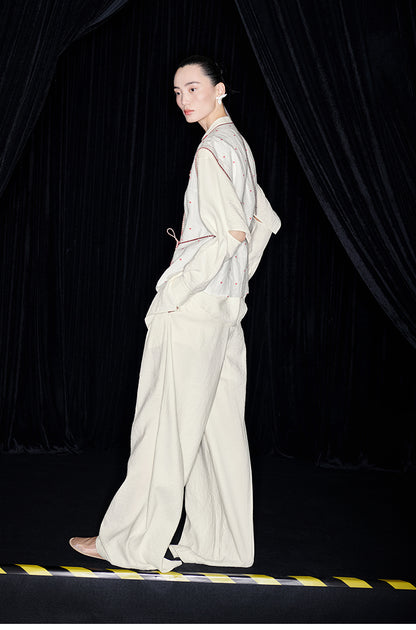 M essential Mackay's stone-embellished mosaic embroidered gilet vest blazer pant set - feb.