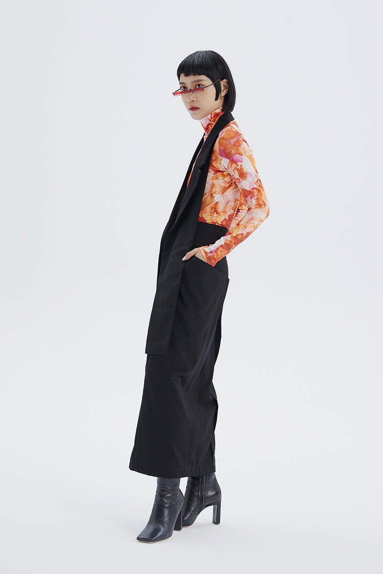 TINY IN art print t-shirt women's long sleeve slim top bodysuit -MACS
