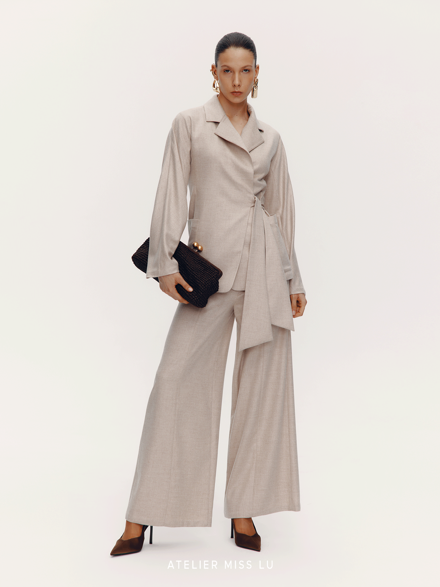 ATELIER MISS LU Old Money Style Sheep Wool Blend Blazer Jacket - SINF.