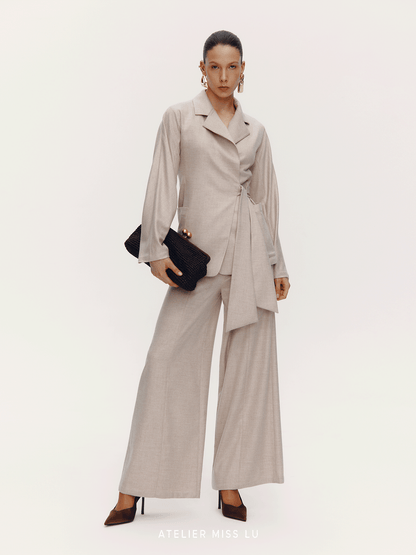 ATELIER MISS LU Old Money Style Sheep Wool Blend Blazer Jacket - SINF.