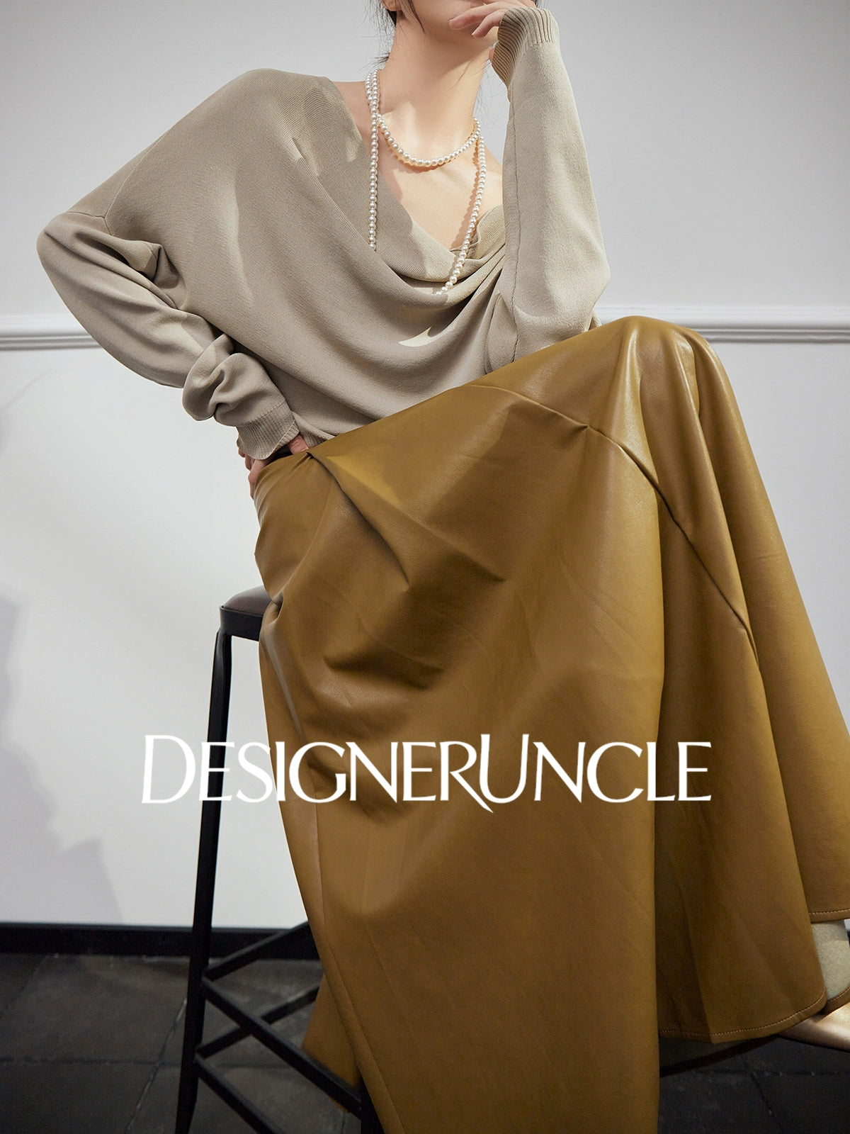 DGU|Green new design high-waisted slimming versatile high-end skirt - PEND.