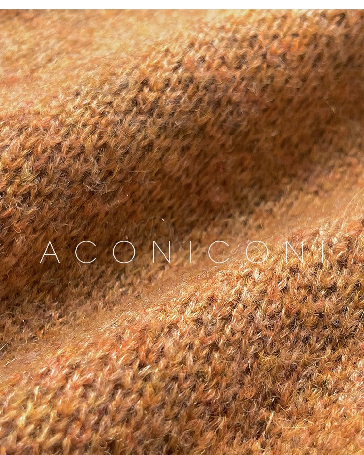 Aconiconi Luxury Loose V-Neck Long Sleeve Crochet Sweater - Camellia in the Fields