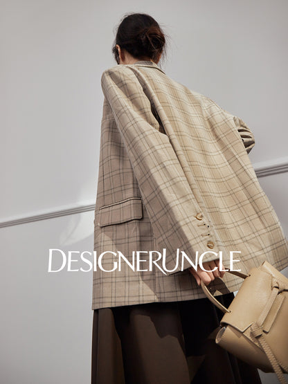 DGU|Khaki blazer new high-end niche retro trendy casual suit - JOY.