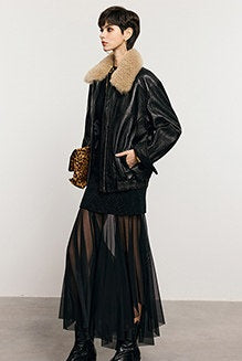 ANNASPEAK ROSSO Red Label Lambskin Detachable Wool Collar Vintage Jacket-XAVIER.