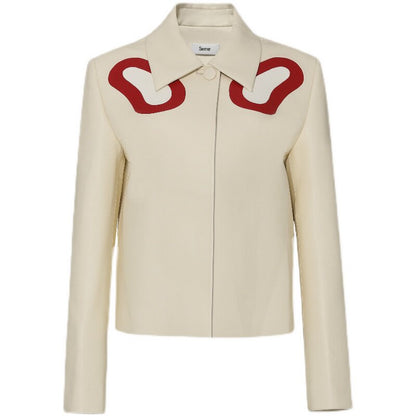 SERRER Contrast splicing long-sleeved leather jacket - MASONN.