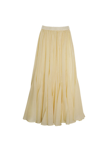 HECO Chinese Solid Color Large Swing Waist Slimming Mermaid Skirt - STARS.