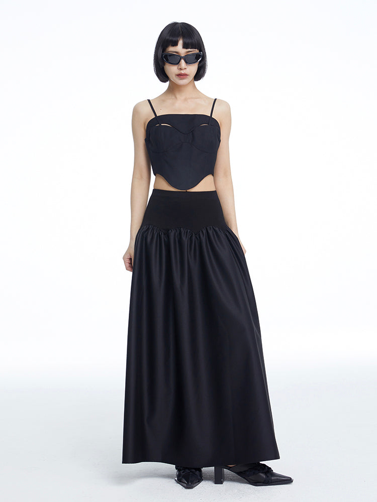 TINY IN Black Cutout Bandeau Strap Women's Versatile Top-FADA