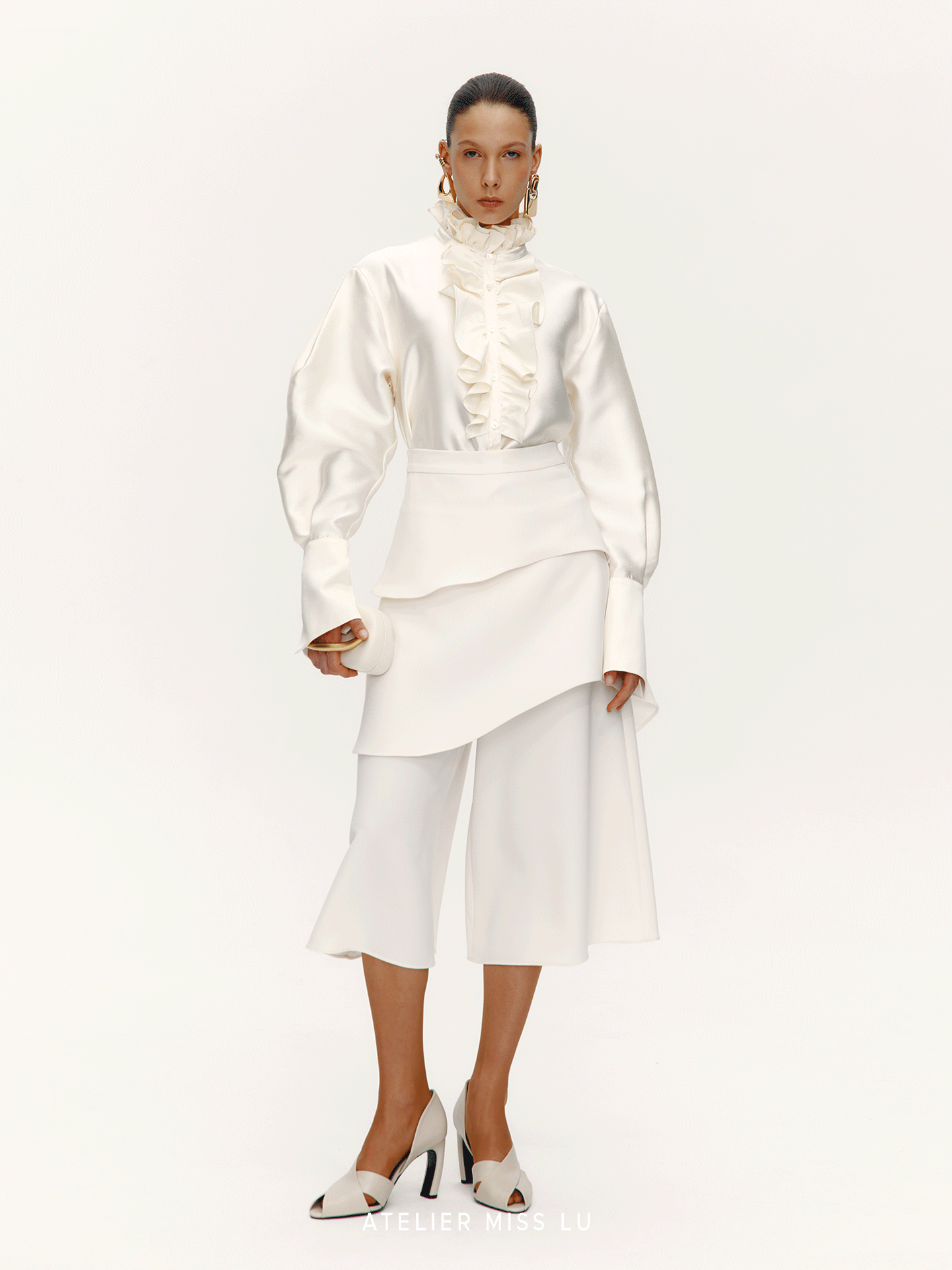 ATELIER MISS LU Court Wind Pleated Design Shirt Top - SUTH