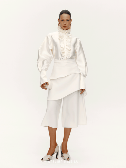 ATELIER MISS LU Court Wind Pleated Design Shirt Top - SUTH