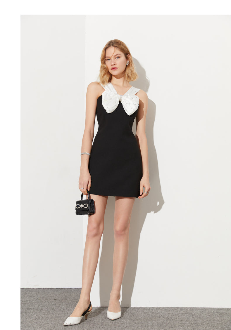 Elegant Bow neckline V-neck Sleeveless Little Black cocktail Dress - L GOOD GIRL REBEL Elegant Bow neckline V-neck Sleeveless Little Black cocktail Dress - L GOOD GIRL REBEL