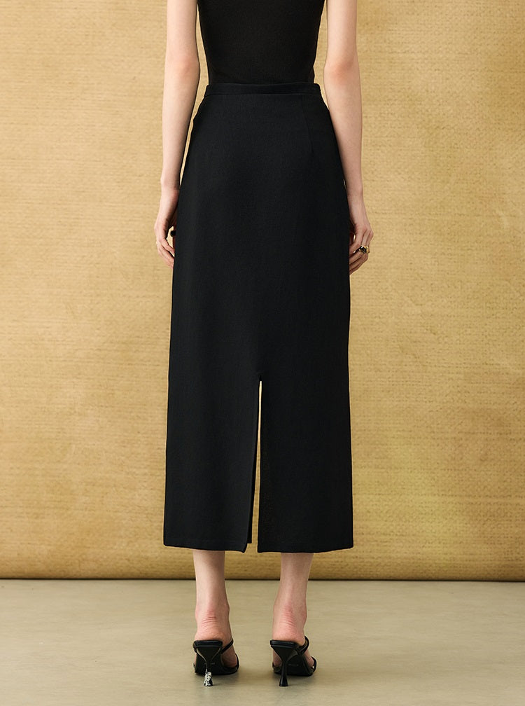 HECO Chinese hollow twisted summer simple commuter straight slit skirt - SWUM.