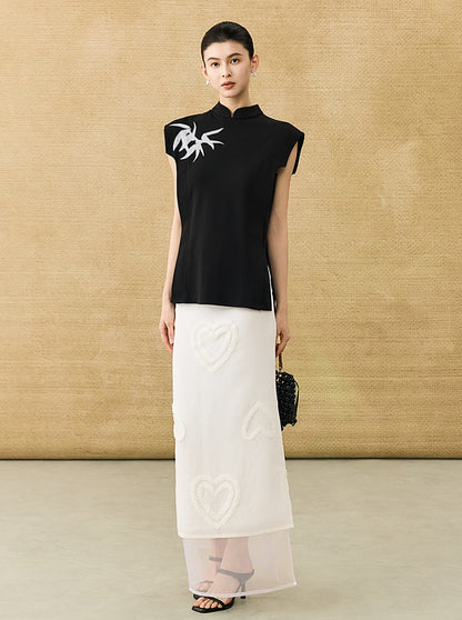 HECO Chinese high-end summer temperament love embroidered skirt - PHYSIC.