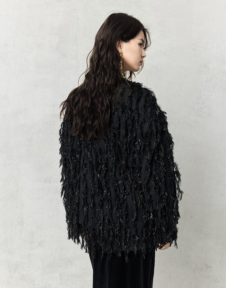 HECO Three-dimensional Tassel Fashion Top Shirt Women - flesh.