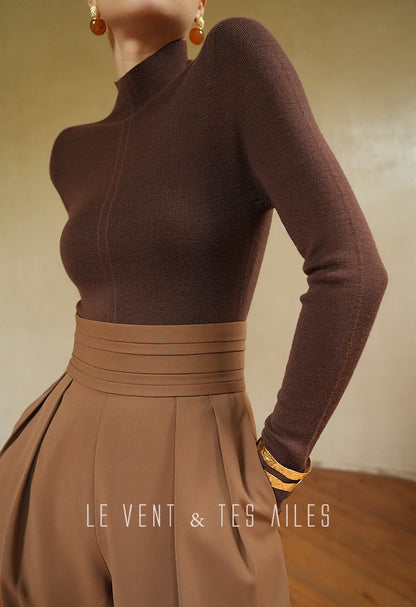 LE VENT&TES AILES seamless Yangtze yarn wool high-neck knit turtle neck-FEY